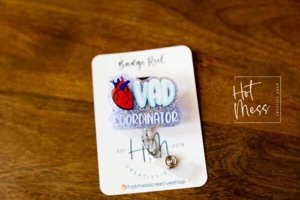 VAD Coordinator Badge Reel, LVAD ID Holder Cardiologist Badge Reel, Nurse Badge Reel, Retractable id Holder, Interchangeable