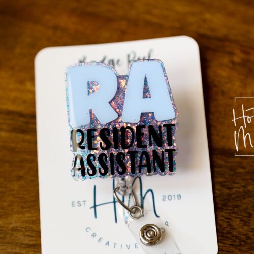 il_fullxfull.4889459217_anz1 Resident Assistant Glitter Badge Reel, RA ID Holder, Retractable Acrylic Badge Reel, Nurse Gift, resident advisor