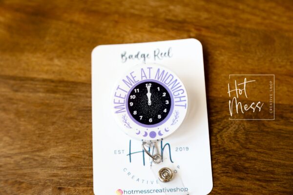 Midnight Badge Reel, Retractable Badge Reel, Interchangeable Badge Reel, Funny Badge Reel, Dark Humor