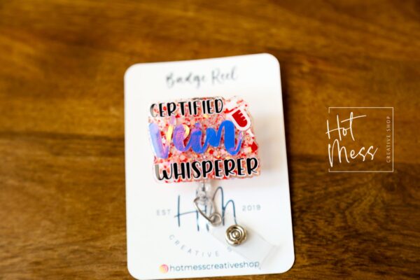 il_fullxfull.4889577641_mrhx Certified Vein Whisperer Glitter Badge Reel, Nurse ID Holder, Funny Badge Reel, PBT ID Holder