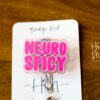 Pink Neuro Spicy Glitter Badge Reel, gift for introvert, neurodivergent badge reel