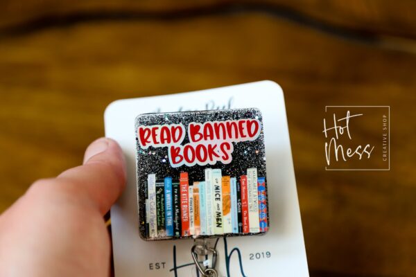 Read Banned Books Badge Reel, Librarian Badge Reel, Retractable Badge Reel, Interchangeable Badge Reel, Book Lovers Pin
