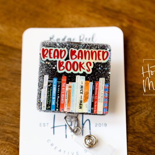 Read Banned Books Badge Reel, Librarian Badge Reel, Retractable Badge Reel, Interchangeable Badge Reel, Book Lovers Pin