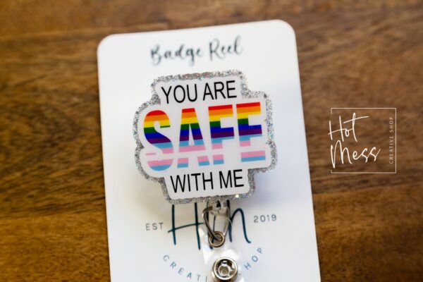 il_fullxfull.4892906666_rwqw You are Safe with me Badge Reel, Gay Pride Badge Reel, LGBT Pride Retractable Badge Reel, ID Holder