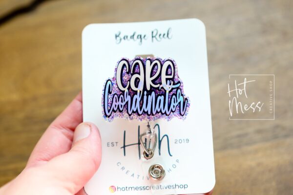 Care Coordinator Badge Reel, Nurse Badge Reel, RN ID Holder, Retractable Acrylic Badge Reel, Teacher Badge Reel, patient care