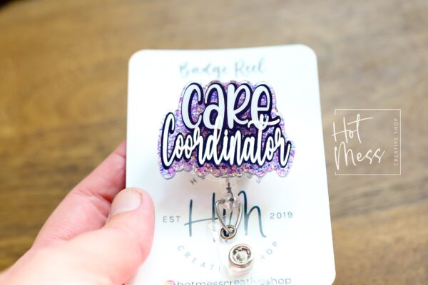 Care Coordinator Badge Reel, Nurse Badge Reel, RN ID Holder, Retractable Acrylic Badge Reel, Teacher Badge Reel, patient care