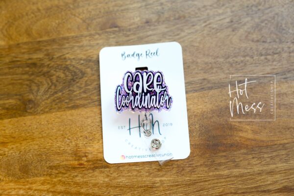 Care Coordinator Badge Reel, Nurse Badge Reel, RN ID Holder, Retractable Acrylic Badge Reel, Teacher Badge Reel, patient care