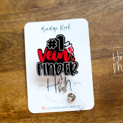 1 Vein Finder Badge Reel, Nurse ID Holder, Funny Badge Reel, PBT ID Holder