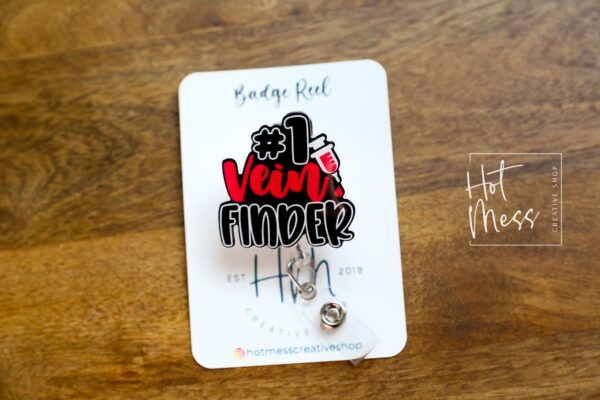 1 Vein Finder Badge Reel, Nurse ID Holder, Funny Badge Reel, PBT ID Holder