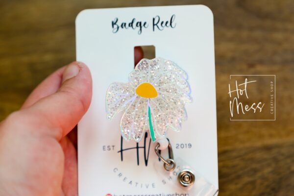 il_fullxfull.4943375188_qbbc Wilted Flower Badge reel, Funny Badge reel, RN ID Holder, Retractable Badge Reel, Nurse Gift, Night Shift