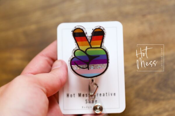 il_fullxfull.4980117426_s9rw Peace PRIDE Badge Reel, Gay Pride Badge Reel, LGBT Pride Retractable Badge Reel, ID Holder