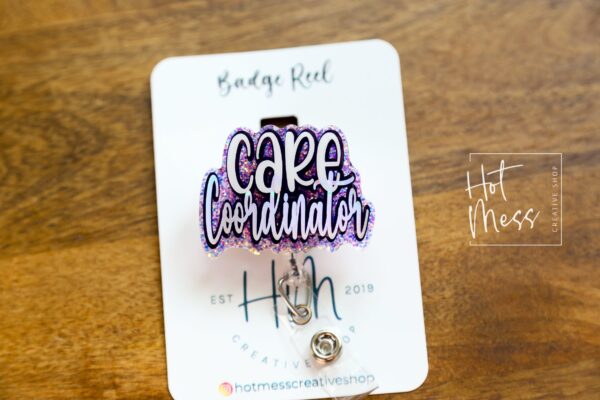 Care Coordinator Badge Reel, Nurse Badge Reel, RN ID Holder, Retractable Acrylic Badge Reel, Teacher Badge Reel, patient care