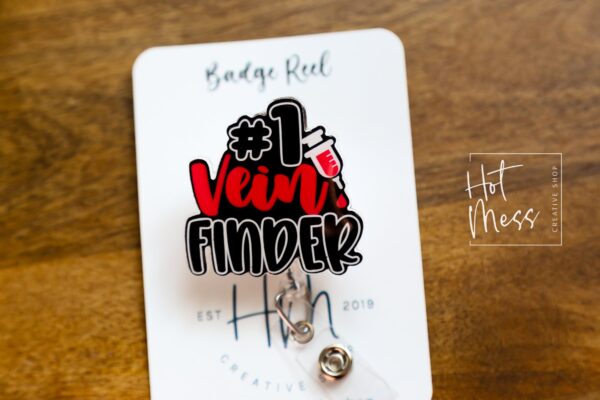 1 Vein Finder Badge Reel, Nurse ID Holder, Funny Badge Reel, PBT ID Holder