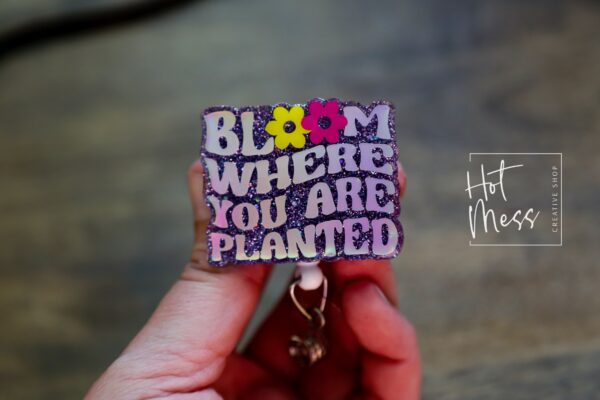 Blooming Nurse ID Holder: Funny Retractable Badge Reel with Inspirational Quote