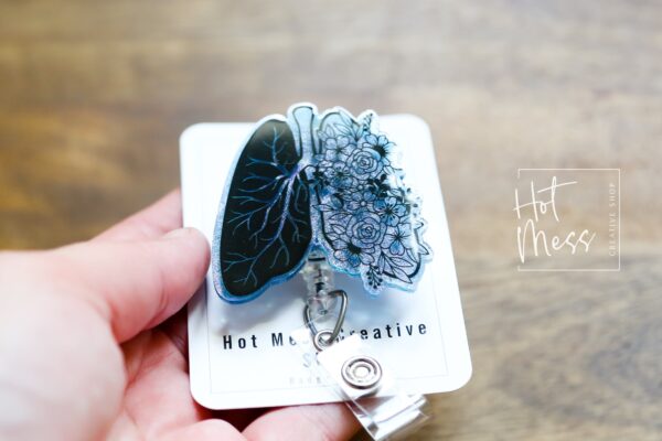 RTS Glitter Lungs Funny Badge Reel, Nurse Badge Reel, Respiratory Therapist Badge Reel, ICU Nurse, Retractable Badge