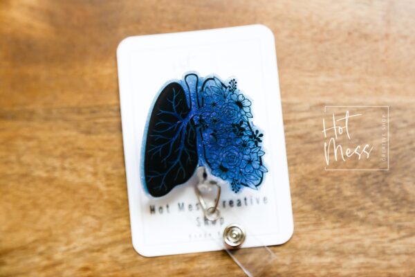 RTS Glitter Lungs Funny Badge Reel, Nurse Badge Reel, Respiratory Therapist Badge Reel, ICU Nurse, Retractable Badge