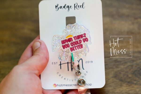 il_fullxfull.4991634411_fln1 Admin thinks you could do better, Wilted Flower Badge reel, Funny Badge reel, RN ID Holder, Retractable Badge Reel, Nurse Gift, Night Shift