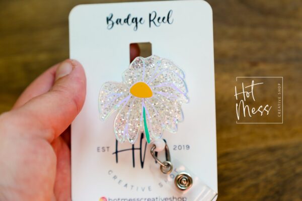 il_fullxfull.4991644607_8b4t Wilted Flower Badge reel, Funny Badge reel, RN ID Holder, Retractable Badge Reel, Nurse Gift, Night Shift