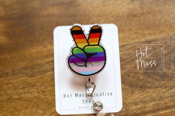 il_fullxfull.5028368415_q9lk Peace PRIDE Badge Reel, Gay Pride Badge Reel, LGBT Pride Retractable Badge Reel, ID Holder
