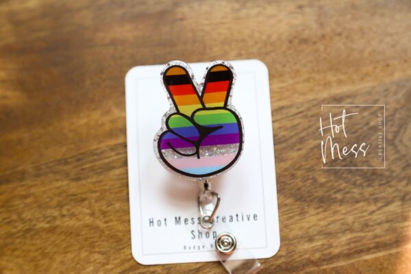 il_fullxfull.5028368423_4mwe Peace PRIDE Badge Reel, Gay Pride Badge Reel, LGBT Pride Retractable Badge Reel, ID Holder