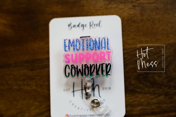 il_fullxfull.5032245319_j7b9 Emotional Support Coworker, Nurse ID Holder, Funny Badge Reel, Coworker Gift, Stocking Stuffer