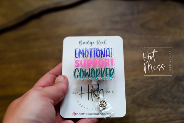 il_fullxfull.5032245411_gryb Emotional Support Coworker, Nurse ID Holder, Funny Badge Reel, Coworker Gift, Stocking Stuffer