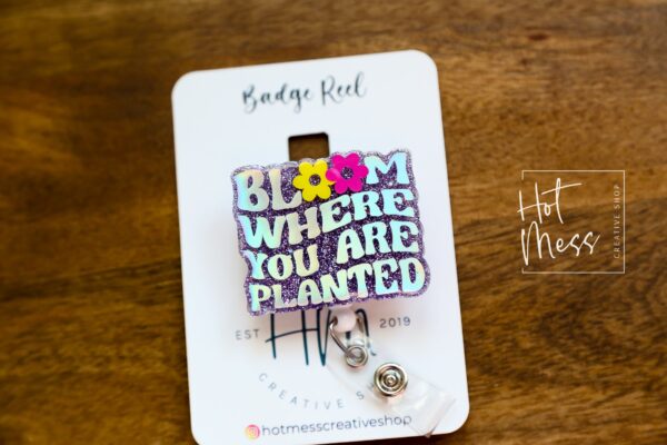 Blooming Nurse ID Holder: Funny Retractable Badge Reel with Inspirational Quote