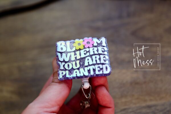Blooming Nurse ID Holder: Funny Retractable Badge Reel with Inspirational Quote