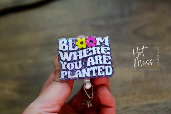 Blooming Nurse ID Holder: Funny Retractable Badge Reel with Inspirational Quote