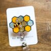 Bee Comb Badge Reel, 3d badge reel,  Retractable Badge Reel, Interchangeable Badge Reel, Summer Lanyard