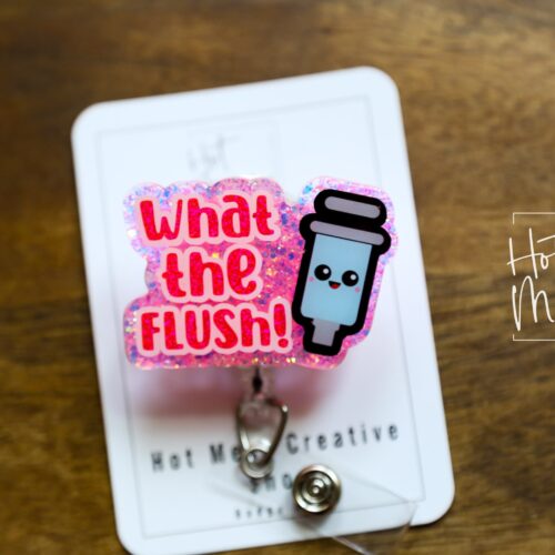 il_fullxfull.5034677783_hsyn What the Flush Badge Reel, IV FlushRetractable Badge Reel, Interchangeable Badge Reel, Funny Badge Reel, Dark Humor