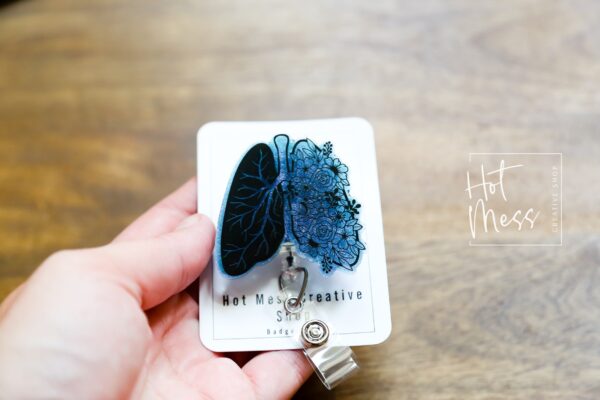 RTS Glitter Lungs Funny Badge Reel, Nurse Badge Reel, Respiratory Therapist Badge Reel, ICU Nurse, Retractable Badge