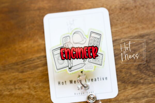 Engineer Badge Reel, Badge Clip, ID Holder, Retractable Acrylic Badge Reel,