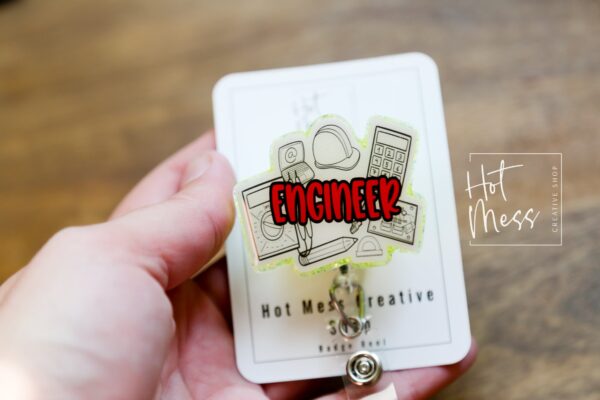 Engineer Badge Reel, Badge Clip, ID Holder, Retractable Acrylic Badge Reel,