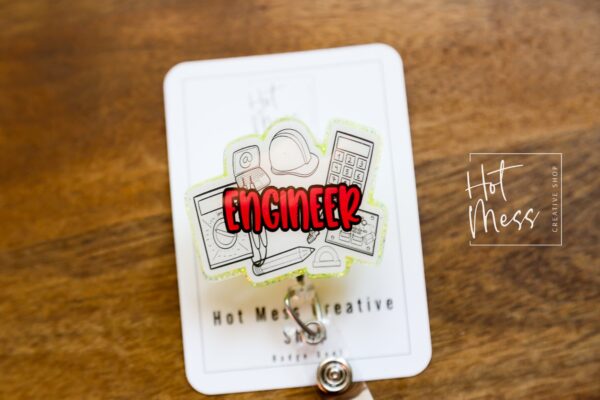 Engineer Badge Reel, Badge Clip, ID Holder, Retractable Acrylic Badge Reel,