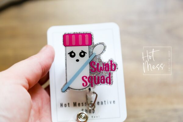 Swab Squad Badge Reel, Funny Badge Reel, Retractable Badge Reel, Interchangeable Badge Reel