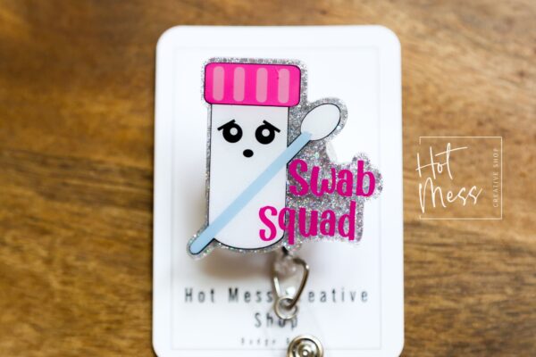Swab Squad Badge Reel, Funny Badge Reel, Retractable Badge Reel, Interchangeable Badge Reel