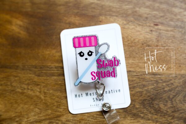Swab Squad Badge Reel, Funny Badge Reel, Retractable Badge Reel, Interchangeable Badge Reel
