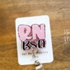 RN BSN, Pink Glitter Badge reel, badge holder, Retractable ID, Lanyard Badge Holder, Nurse Gift