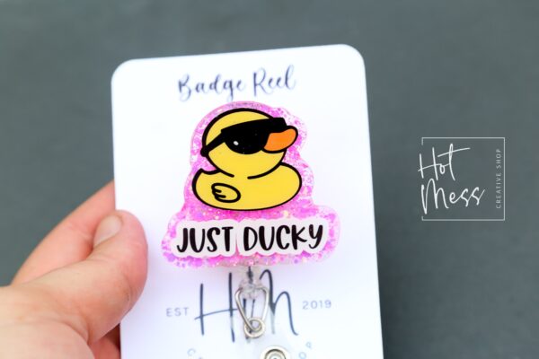 Just Ducky badge reel, Interchangeable Badge Reel, Cute badge Reel, Teacher ID Holder, animal badge reel, Nurse Badge Holder
