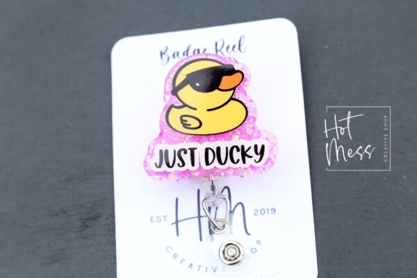 Just Ducky badge reel, Interchangeable Badge Reel, Cute badge Reel, Teacher ID Holder, animal badge reel, Nurse Badge Holder