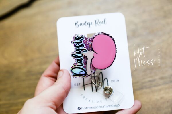 Dialysis Badge Reel, Nurse ID Holder, RN ID Holder, Retractable Acrylic Badge Reel, dialysis tech, kidney badge reel
