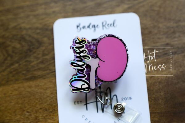 Dialysis Badge Reel, Nurse ID Holder, RN ID Holder, Retractable Acrylic Badge Reel, dialysis tech, kidney badge reel