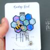 Blue Bee Comb Badge Reel, 3d badge reel,  Retractable Badge Reel, Interchangeable Badge Reel, Summer Lanyard