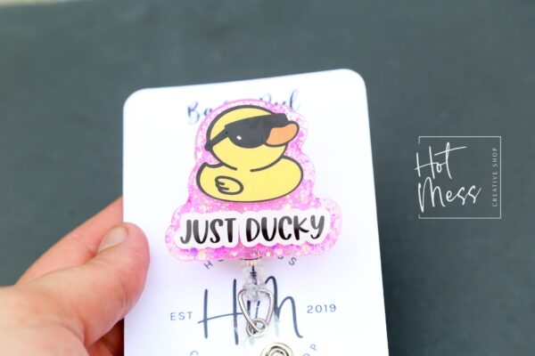 Just Ducky badge reel, Interchangeable Badge Reel, Cute badge Reel, Teacher ID Holder, animal badge reel, Nurse Badge Holder