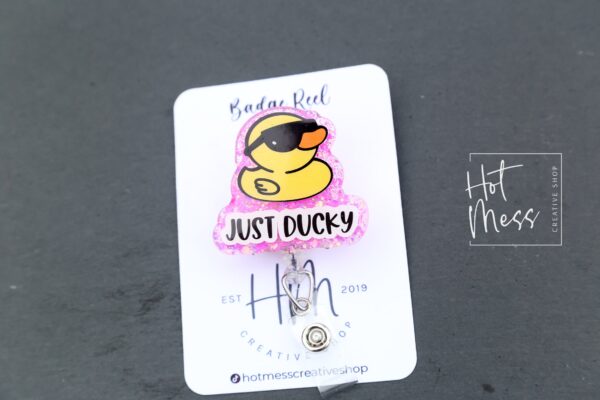 Just Ducky badge reel, Interchangeable Badge Reel, Cute badge Reel, Teacher ID Holder, animal badge reel, Nurse Badge Holder