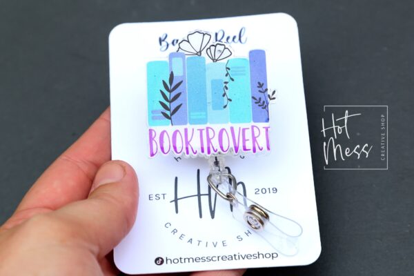 il_fullxfull.5204383603_tdr4 Booktrovert Badge Reel, Librarian Badge Reel, Retractable Badge Reel, Interchangeable Badge Reel, Book Lovers Pin, Booktok