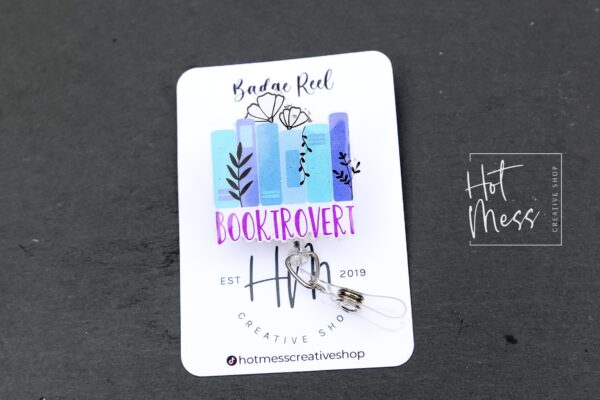 il_fullxfull.5204383611_hj6g Booktrovert Badge Reel, Librarian Badge Reel, Retractable Badge Reel, Interchangeable Badge Reel, Book Lovers Pin, Booktok