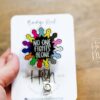 il_fullxfull.5229515525_g6r5 No One Fights Alone Badge Reel, Oncology Badge Reel, Nurse ID Holder, cancer awareness, chemo nurse badge
