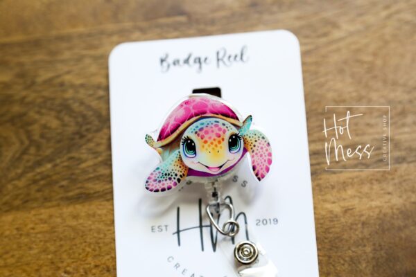 Cute Sea Turtle Badge Reel, Summer ID holder, Retractable Badge Reel, Teacher ID Holder, Nurse Badge Reel